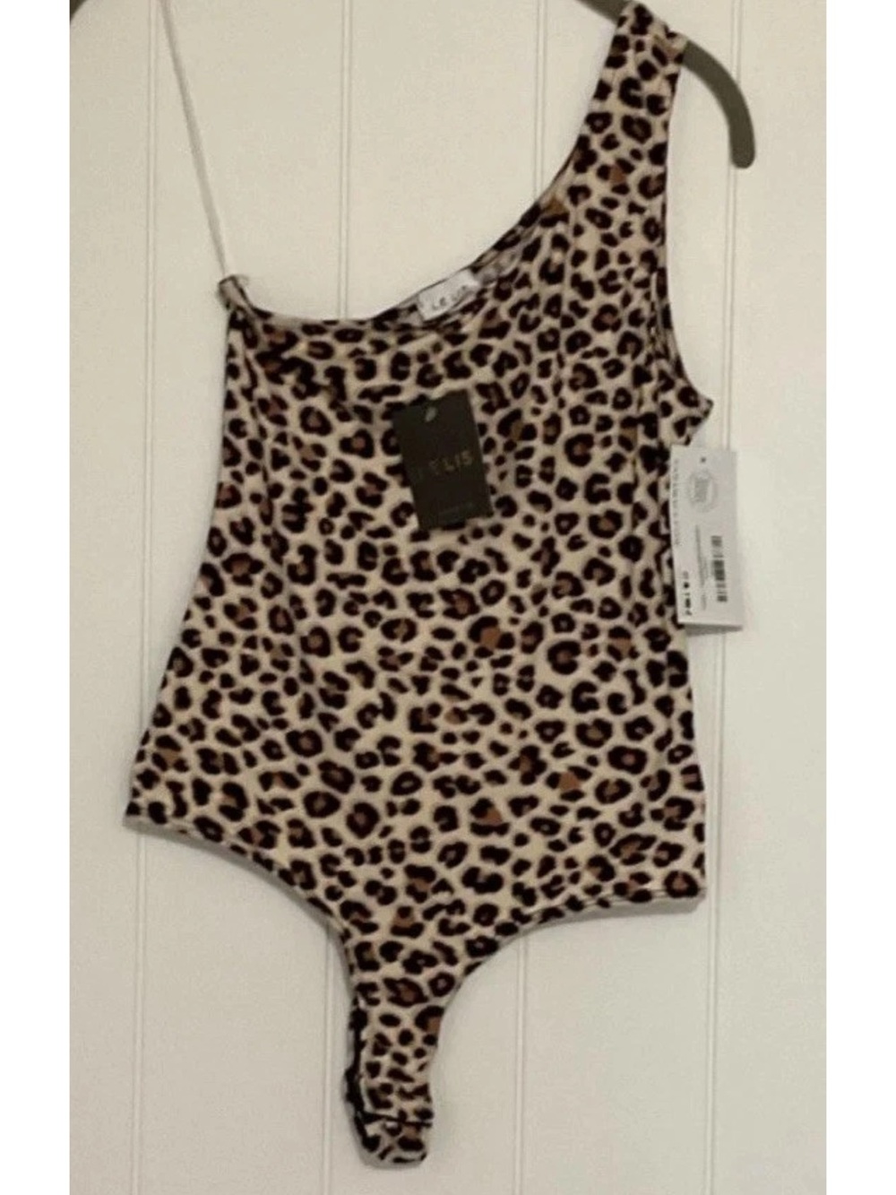 Le Lis Womens One-Shoulder Leopard Print Bodysuit - Brown & Black
